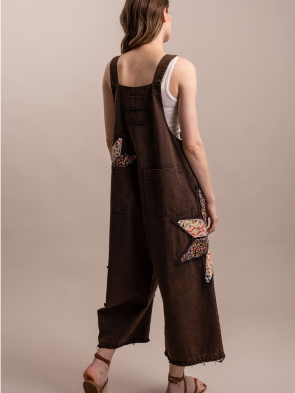 K1 New 🔥Bluevelvet Dark Brown Washed Patchwork Overall - Picture 6 of 10